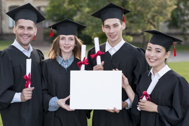 graduation-concept-with-students-holding-blank-certificate-template_23-2148201847